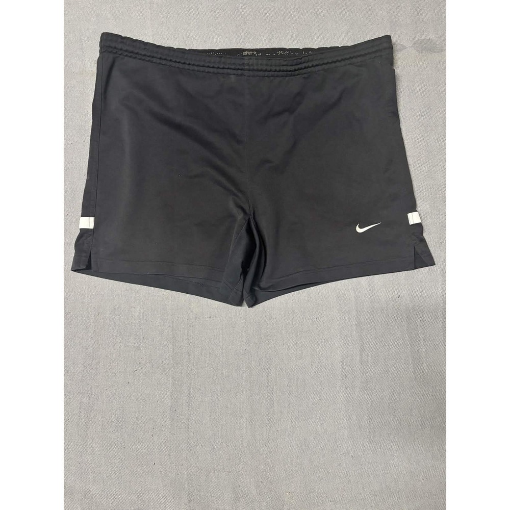 Nike Womens Shorts Size XL Athletic Black Polyester Solid Running Shorts Knit